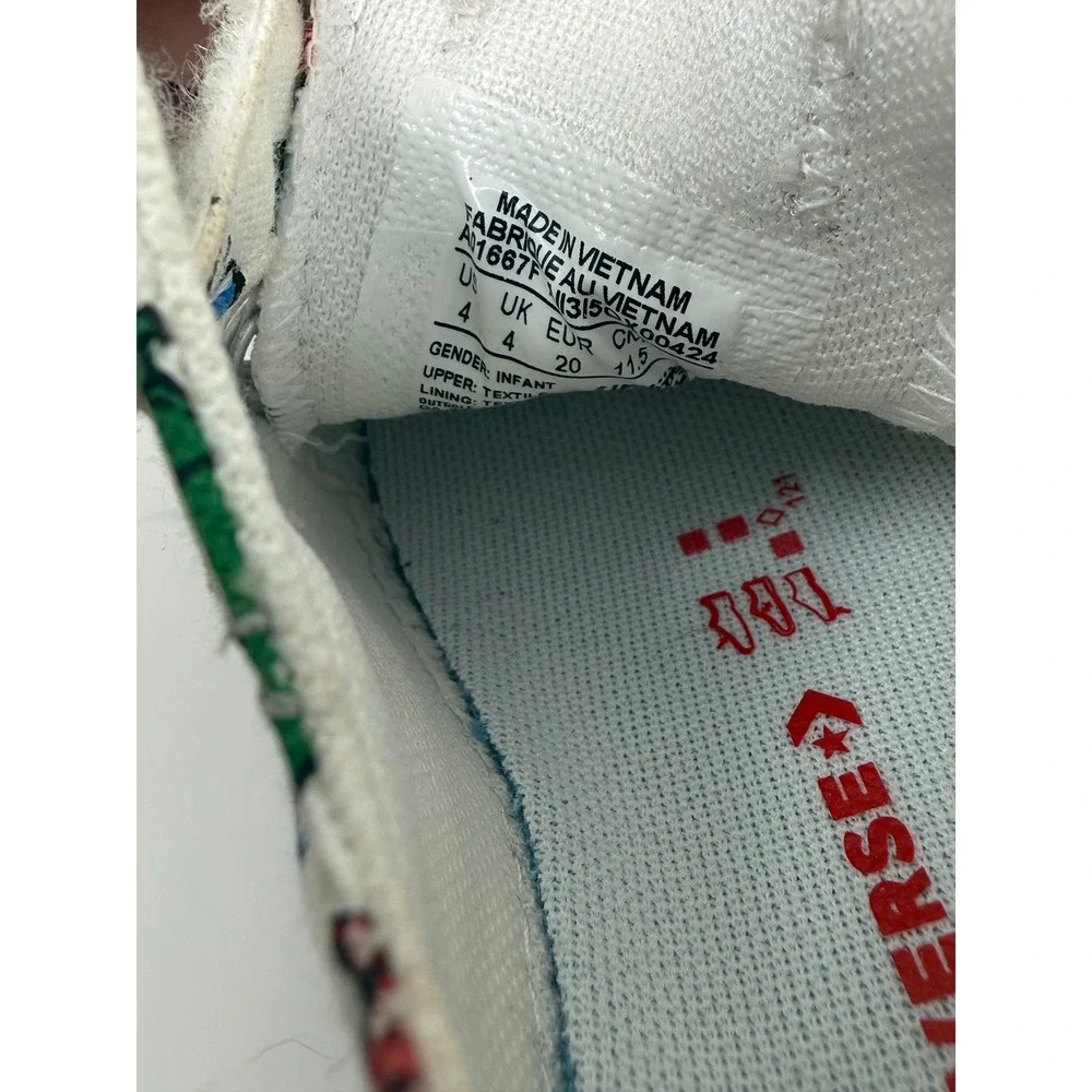 Converse Chuck Taylor All Star 2V Dinosaur Print Infant Size 4 White 766711F